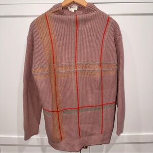 Line & Dot Plaid Turtleneck Sweater in Pink and Tan